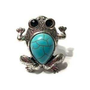 Frog Ring Adjustable Band Turquoise